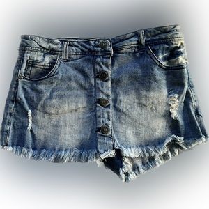 Highway Jeans Junior Distressed Cutoff Jean Skort